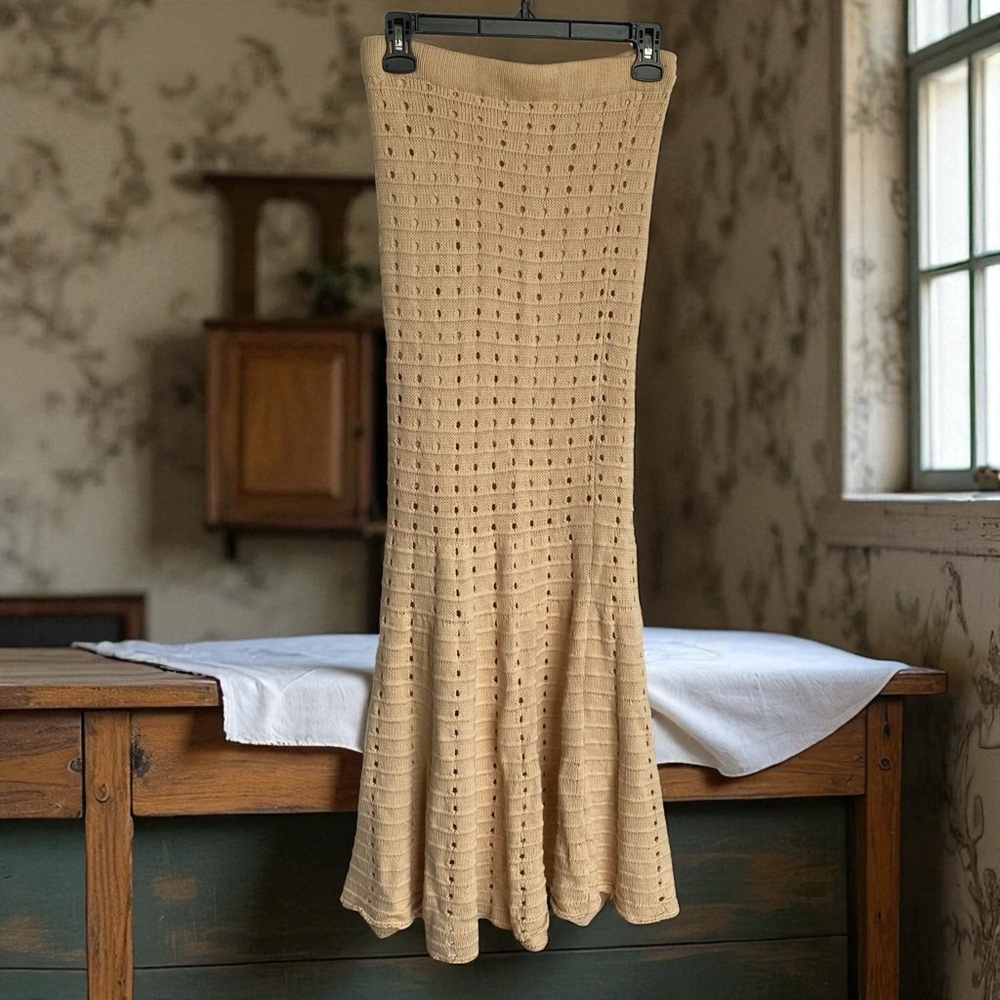 Vici Tan Knit cotton Maxi Skirt